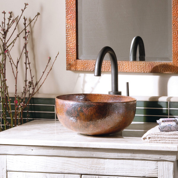 Native Trails Maestro Tempered Copper Metal Circular Vessel Bathroom